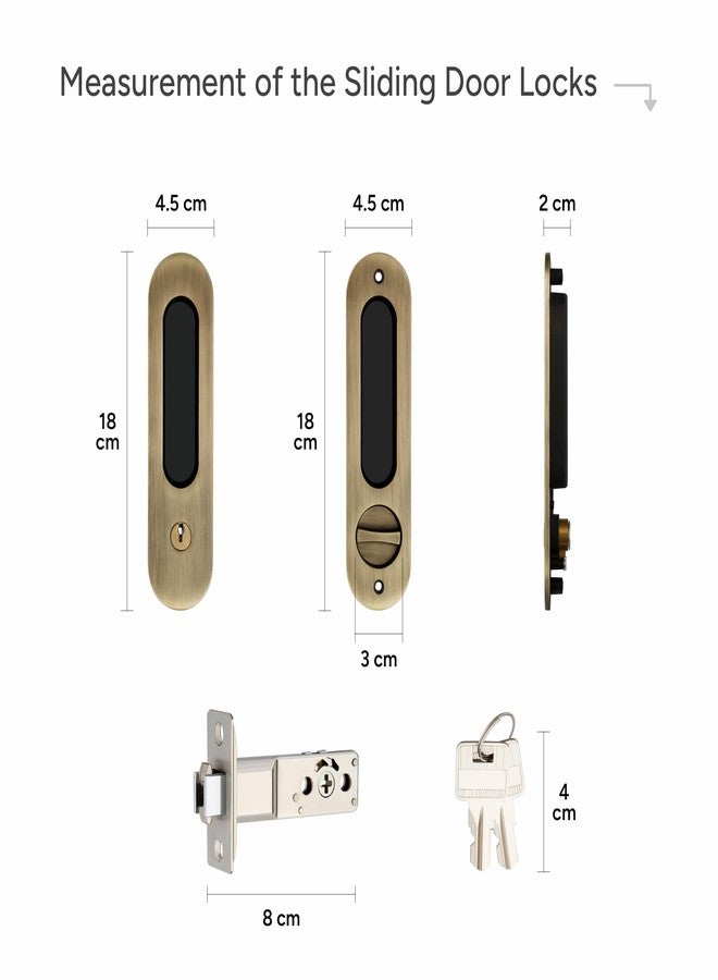LAPO Sliding Door Lock | Zinc Alloy | Premium Antique Black Finish | Fits 35mm-50mm Door Thickness | Heavy Duty Handle with Privacy Lock for Wooden & Metal Sliding Doors | Home & Office Use - Image 2